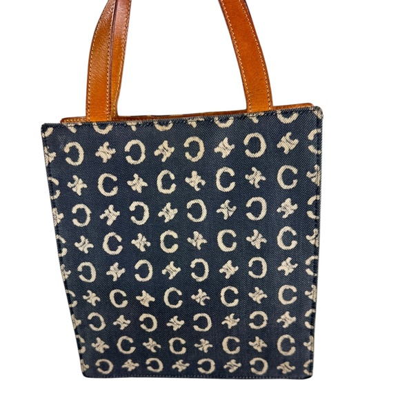 Genuine Vintage CELINE Macadam Blue & White Signature Tote Bag
